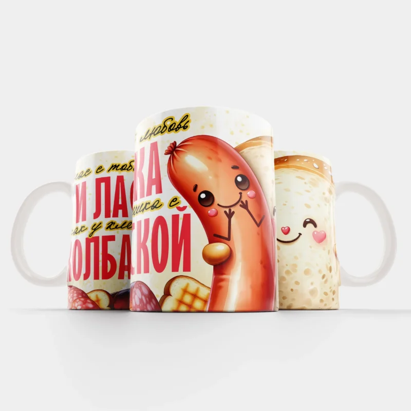 Кружка Хлебушек и колбаска — что подарить на 14 февраля в Эстонии